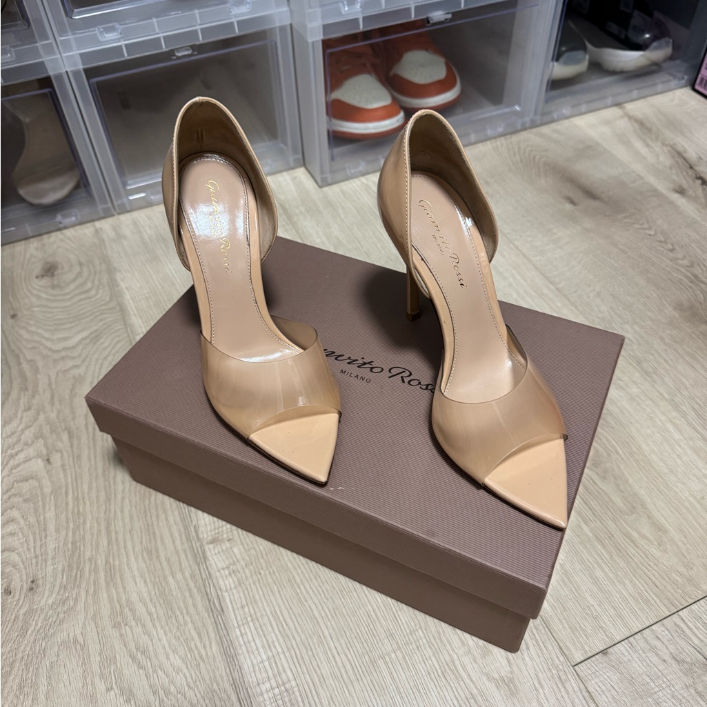 Gianvito Rossi Bree Glass Nude Tan Classic Stiletto Heels